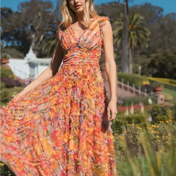 Mac Duggal Colorful Ruffled Maxi Dress - Picture 6 of 6
